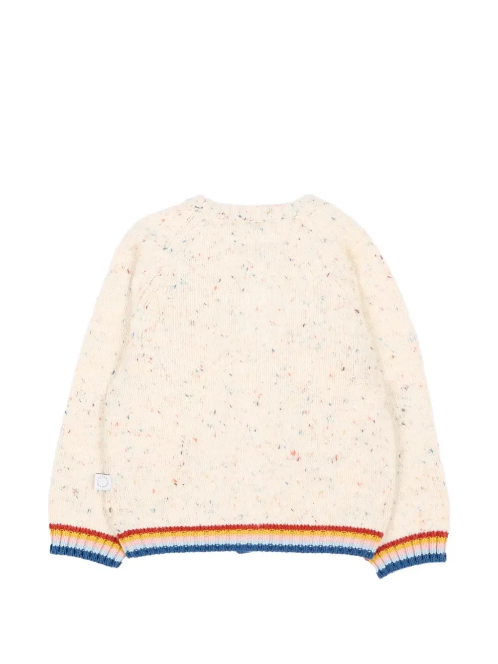 Кардиган из смеси пряжи с воротником в полоску Stella Mccartney Kids, бежевый — фото 2