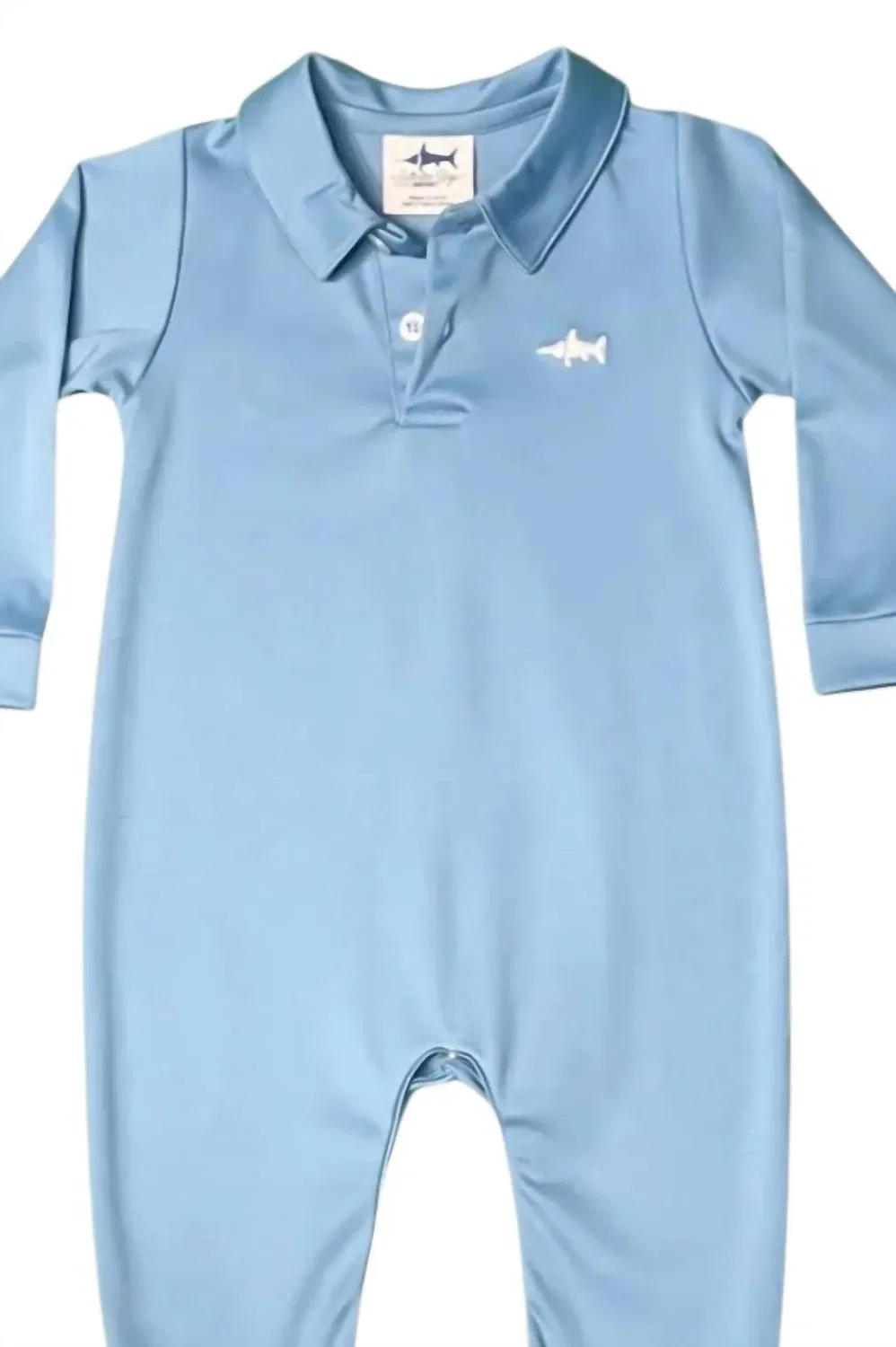 Детский боди-комбинезон с поло и длинным рукавом Signature Pima Polo Romper Saltwater Boys Co., Niagara — фото 2