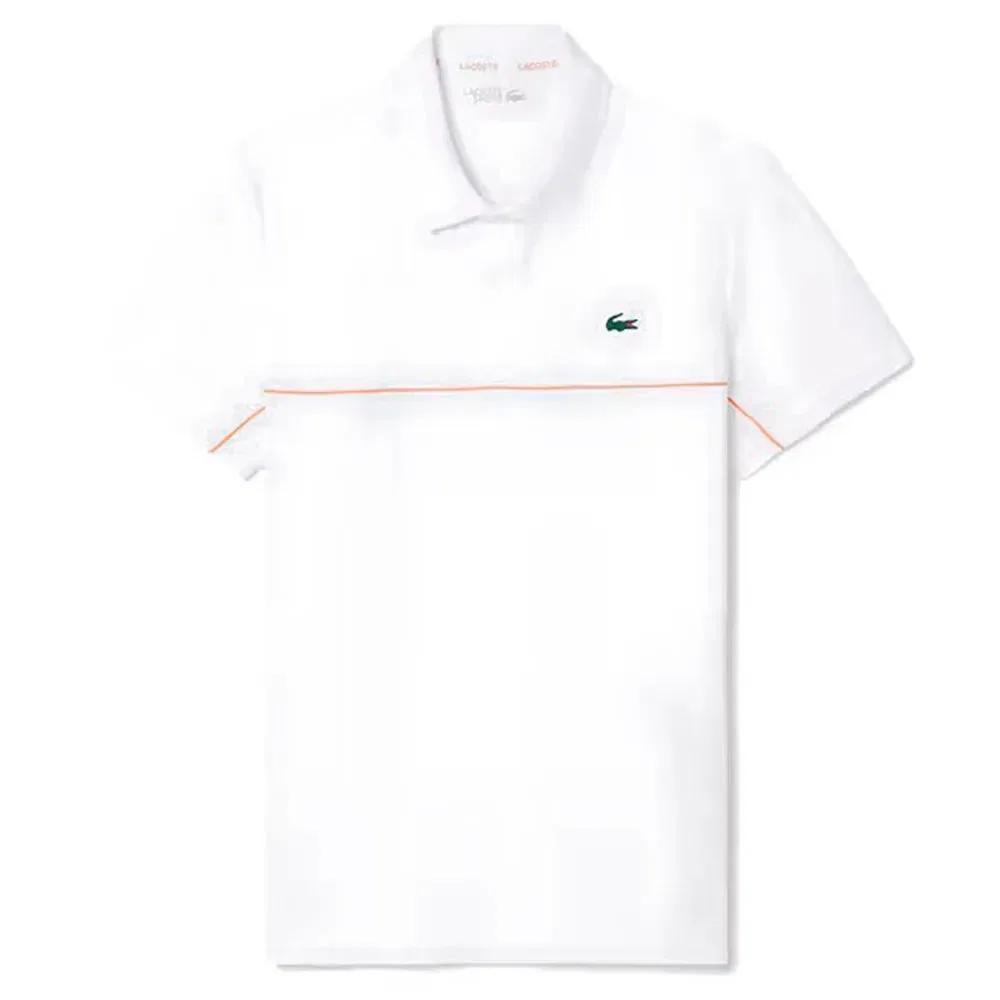 Мужское поло Lacoste с коротким рукавом, хлопковое пике, белый — фото 3