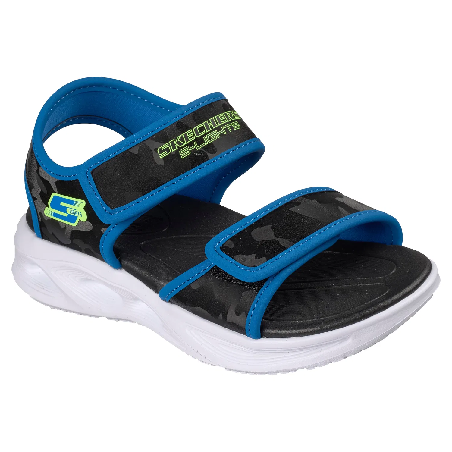 Детские сандалии с подсветкой Skechers Sola Glow Sandal, Black-Blue