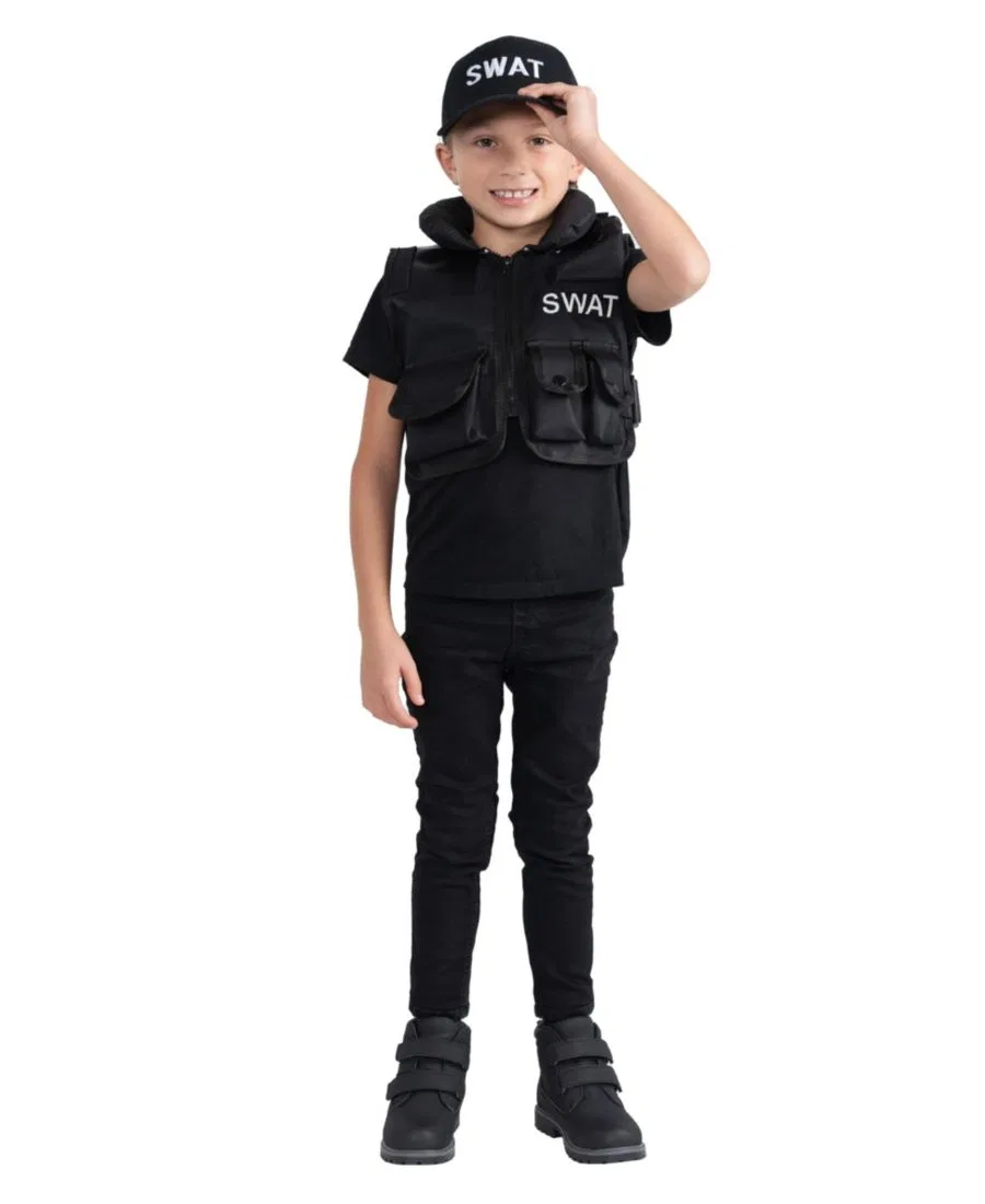 Костюм SWAT Vest and Cap Set Dress Up America, Black