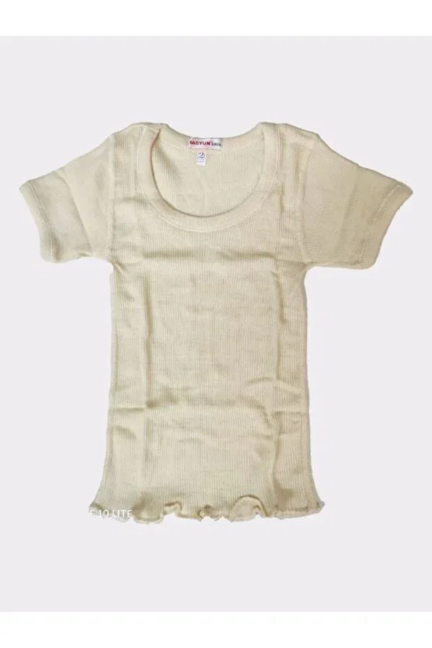 Детское для девочек хлопковое нижнее белье 510 Girls Short Sleeve Undershirt Hasyün, Ecru