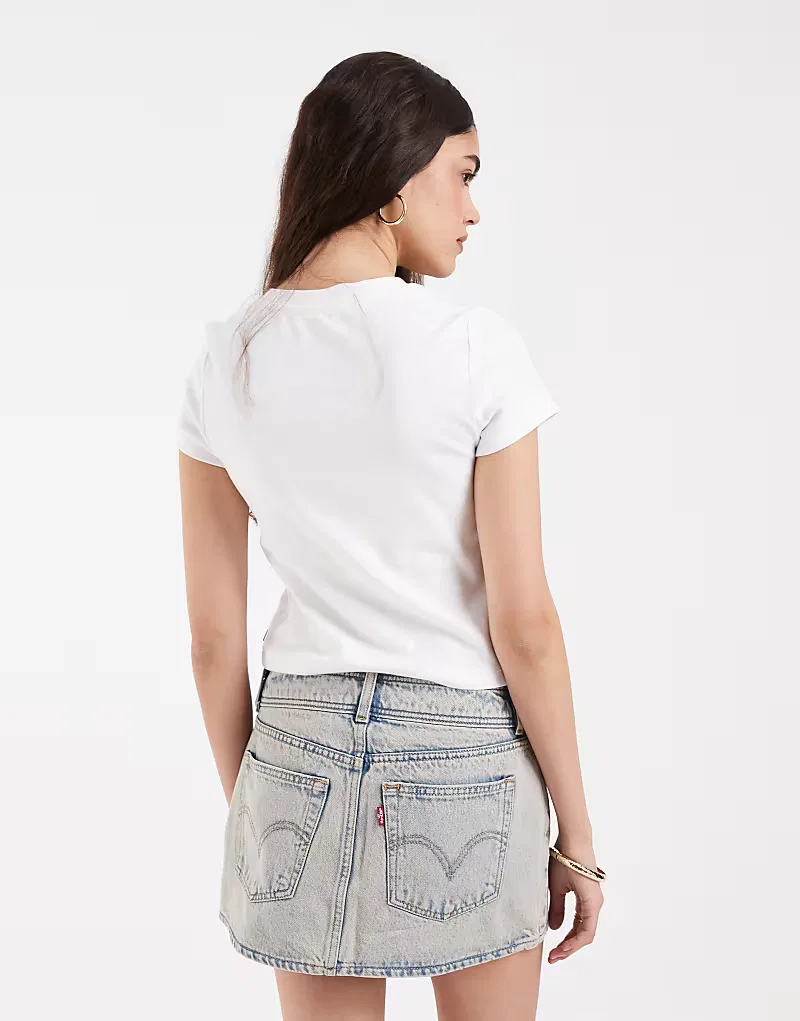 Джинсовая мини-юбка Levi's с низкой посадкой и поясом, кислотная стирка синий — фото 4