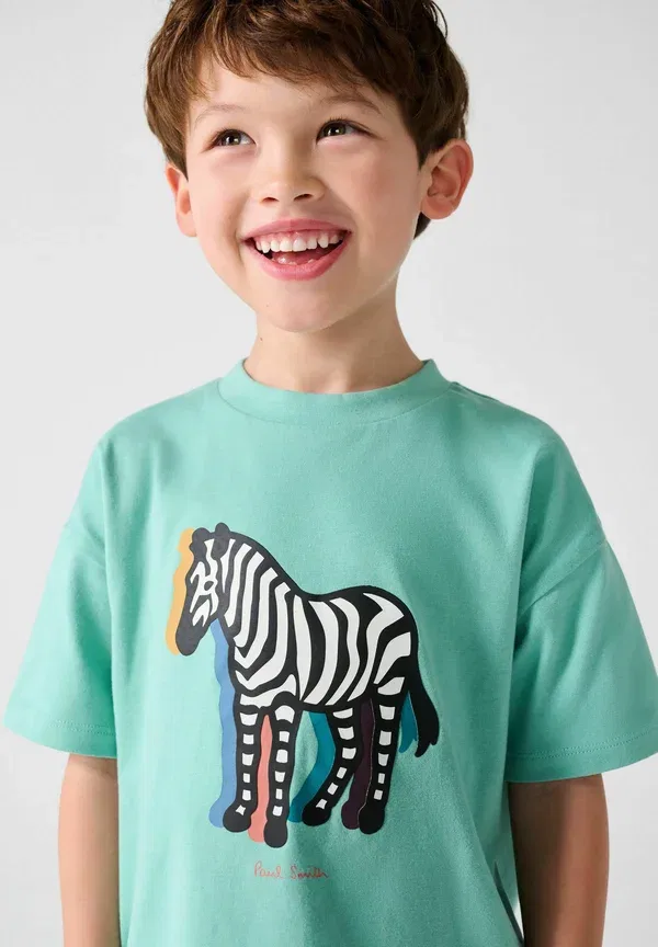 Комплект из футболки с принтом и брюк Animals Paul Smith Junior Green, зеленый — фото 3