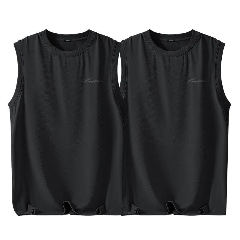 Детский топ без рукавов MINISO, [2 Pack] Black (Ma Black and White Smiling Face Chest Logo)+Black (Ma Black and White Smiling Face Chest Logo)