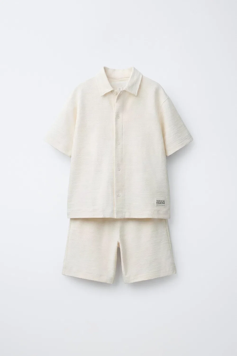 Комплект из рубашки и шорт-бермуд с этикеткой ZARA, Ecru/Beige