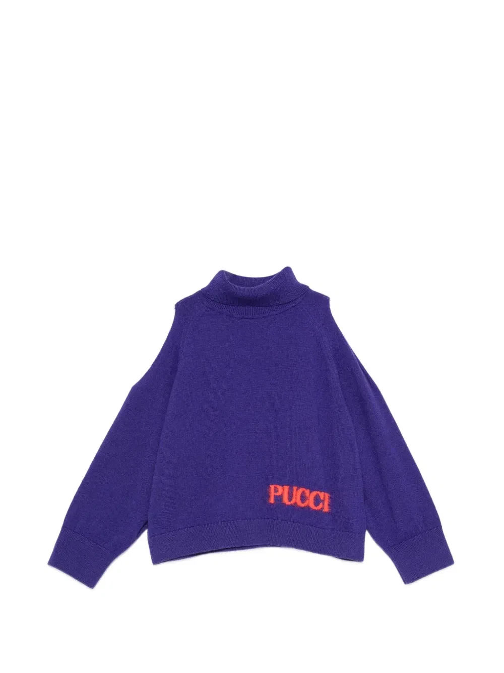 Свитер с логотипом с открытыми плечами Pucci Junior, фиолетовый