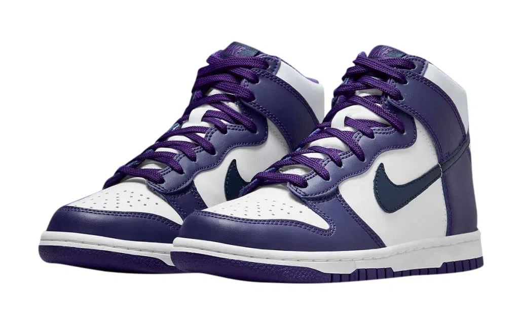 Детские кроссовки для мальчиков Nike Dunk Hi, Navy Blue Purple — фото 3