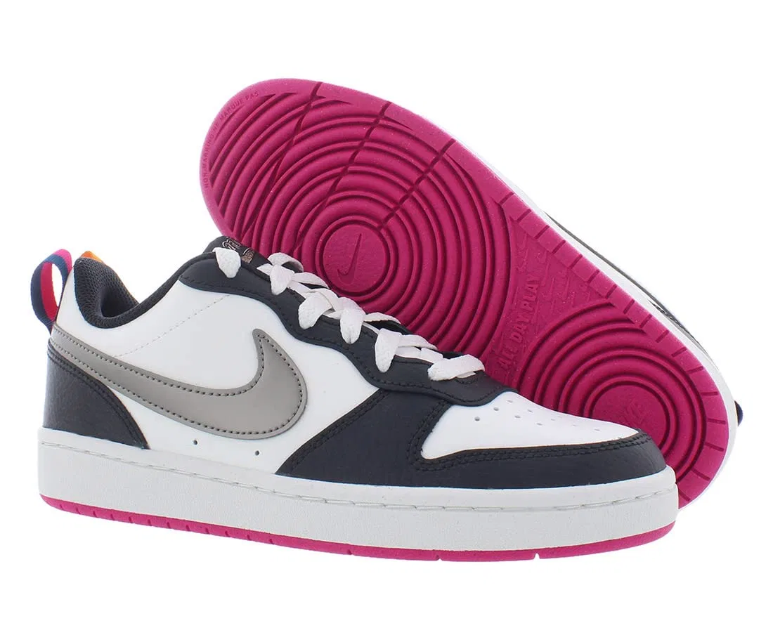 Детские кроссовки для мальчиков с принтом NIKE Court Borough Low 2 Se NIKE, Summit White Mtlc Pewter Off Noir — фото 4