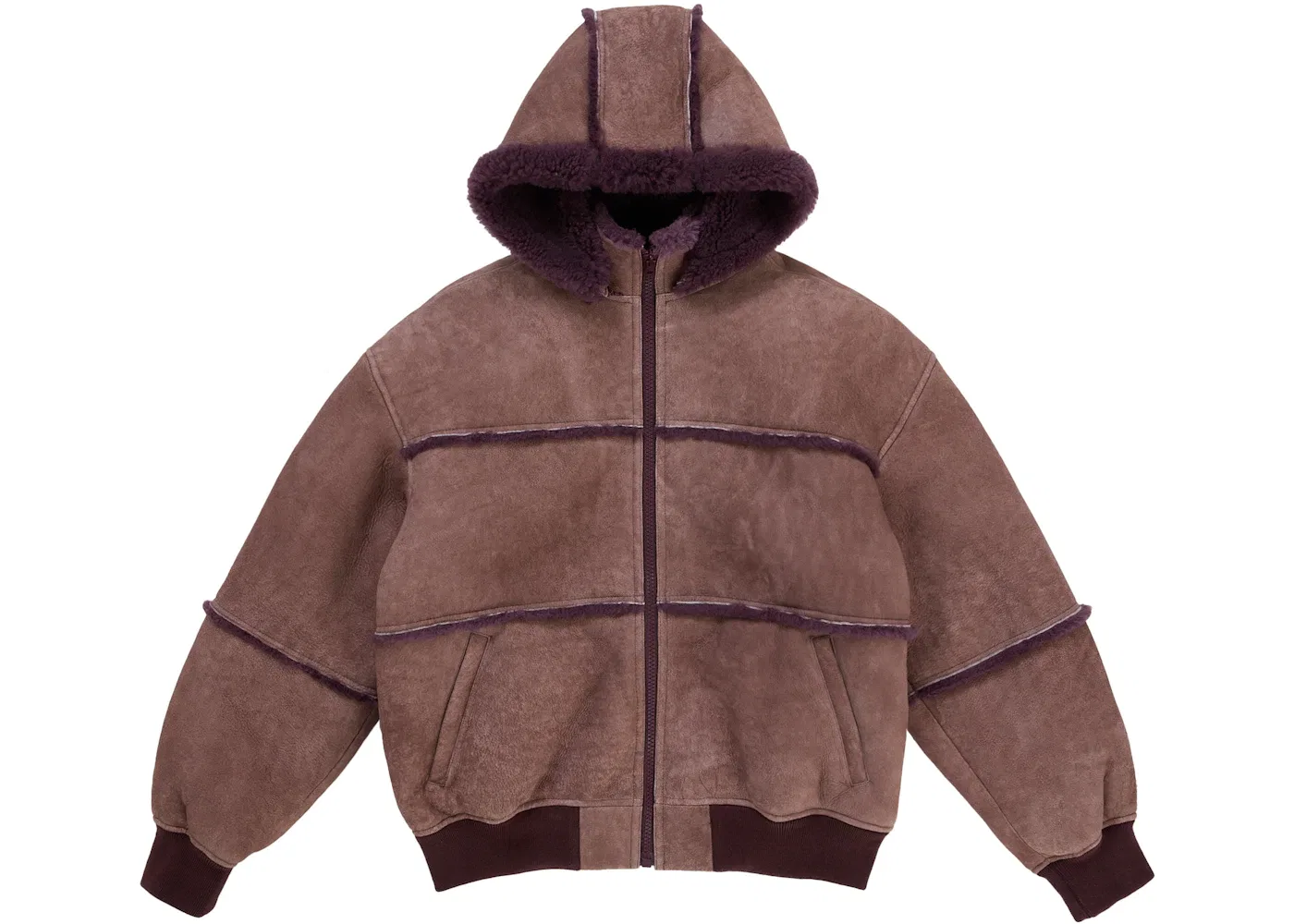 Мужская куртка-бомбер из овчины с капюшоном Jacket Supreme, Purple