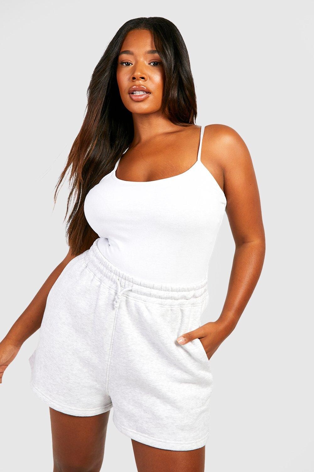 

Хлопковое боди Plus с бретелями boohoo, белый