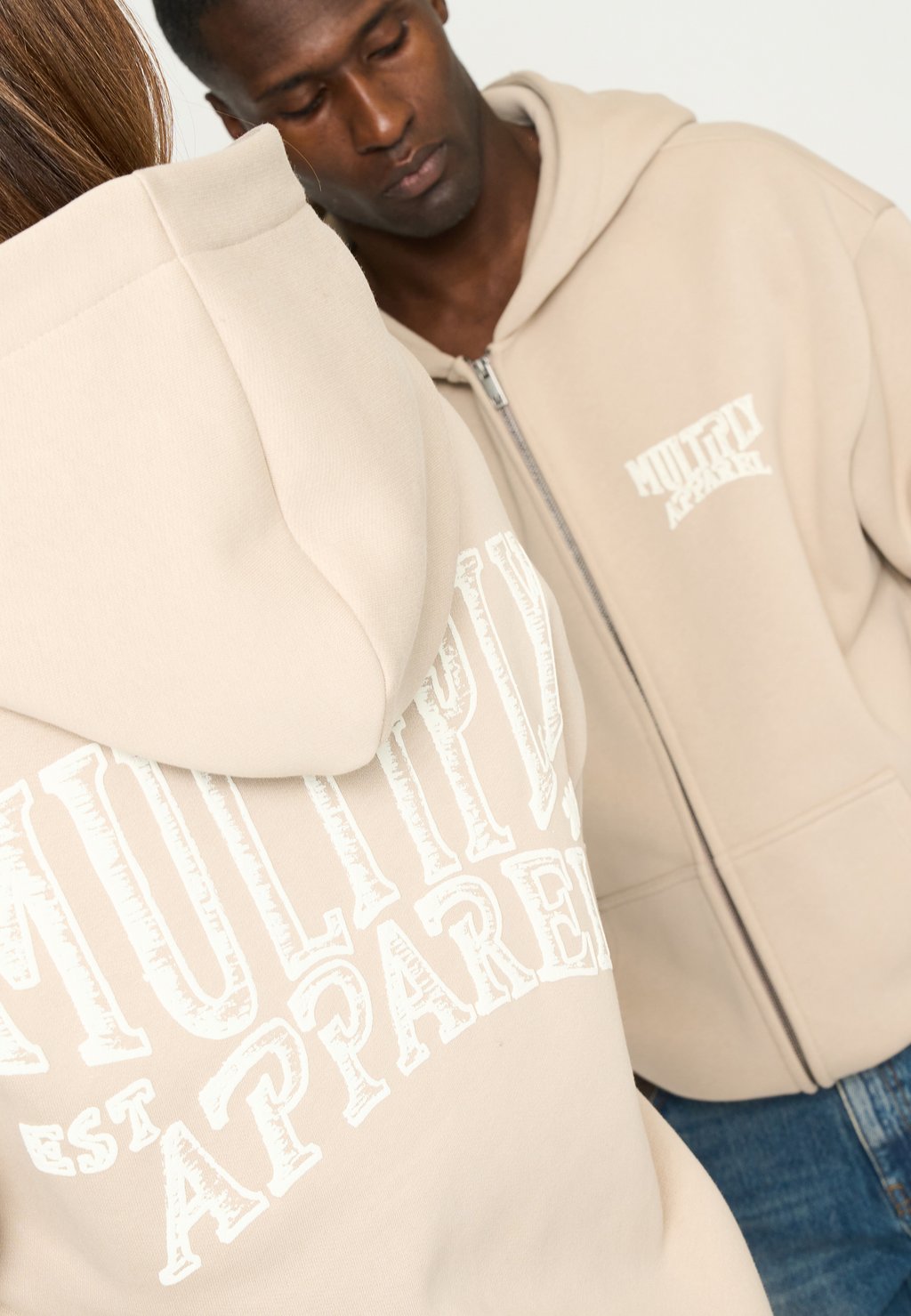 

Толстовка на молнии OVERSIZE ZIP HOODIE RISE Multiply Apparel, бежевый