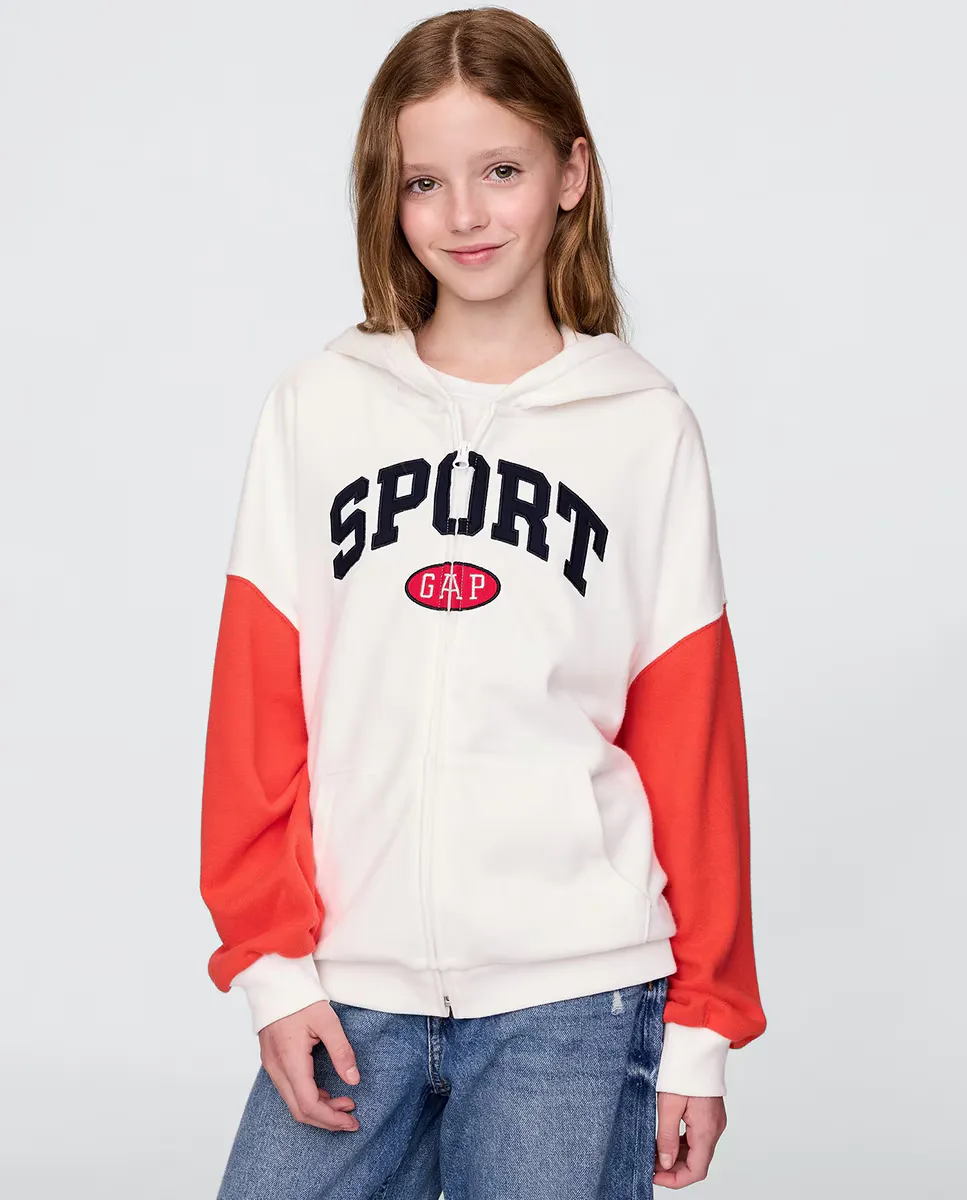 

Толстовка с капюшоном на молнии для девочек с логотипом GAP SPORT спереди, многоцветный