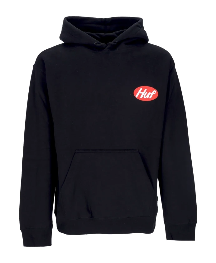 

Черная толстовка с капюшоном, карманом-кенгуру и длинными рукавами. Huf, черный