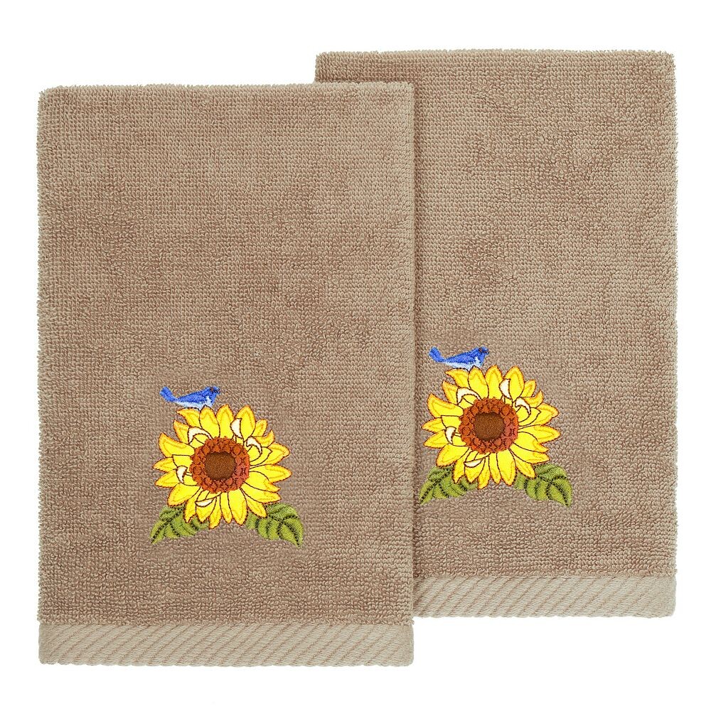 

Linum Home Textiles Турецкий хлопок Girasol Набор из 2 украшенных полотенец для кончиков пальцев, цвет Cocoa