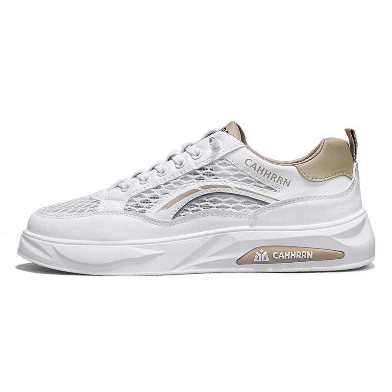 

BOLE Скользоустойчивые и дышащие мужские скейтерские кеды низкие White Khaki, цвет White Khaki