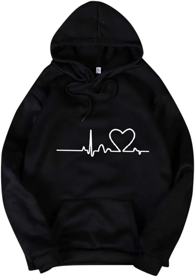 

Толстовка с капюшоном Valentine Day Couple Matching с принтом Heartbeat Signal XBKPLO