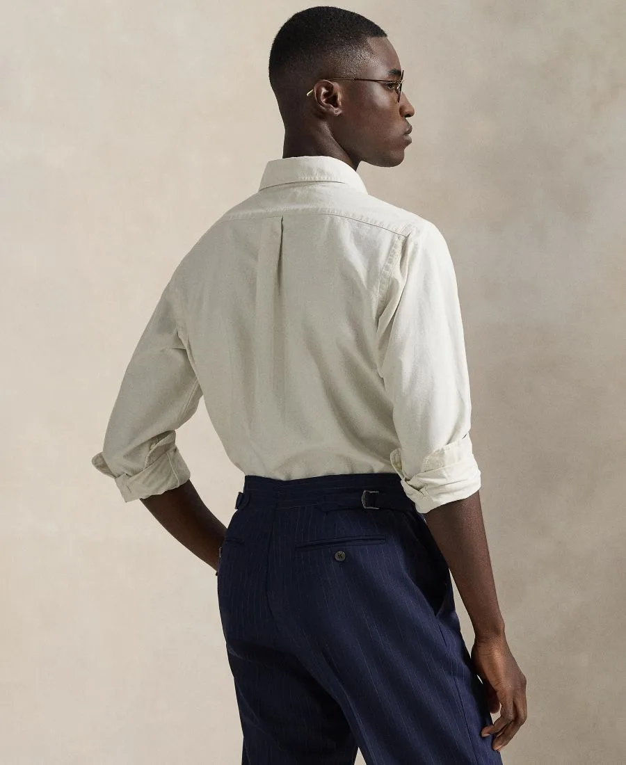 Мужская рубашка Оксфорд с длинными рукавами Polo Ralph Lauren, Basic Sand — фото 4