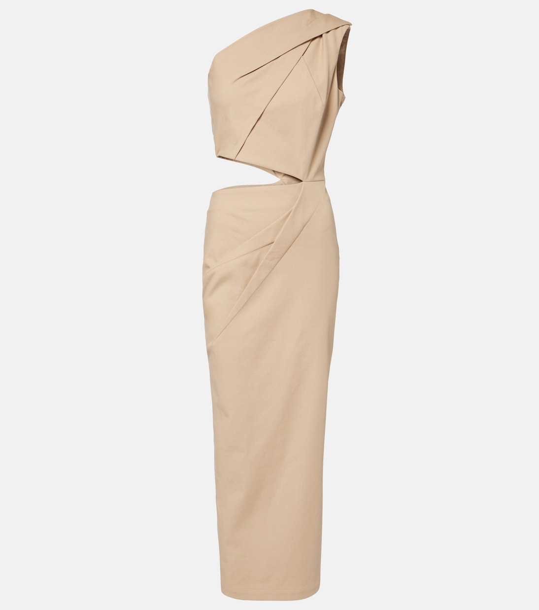 

Макси-платье из хлопкового твила с вырезами Max Mara, Cammello