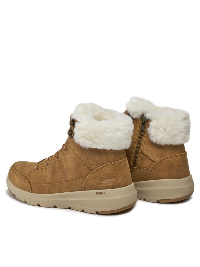Ботинки женские Skechers Glacial Ultra Cozyly на плоской подошве, коричневый — фото 3