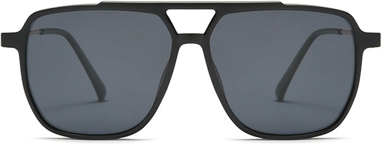 

Мужские солнцезащитные очки-пилот в стиле ретро с двойной перемычкой, модные очки большого размера с защитой от УФ-излучения UV400, женские трендовые черные солнцезащитные очки mincl, Black