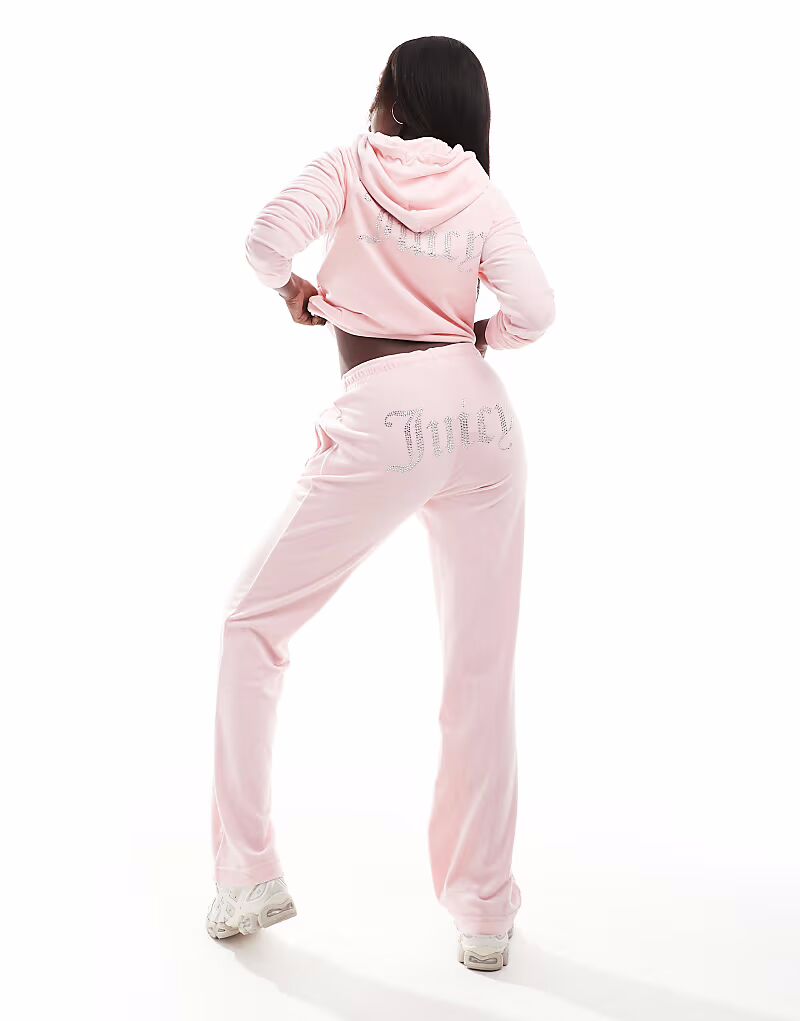 

Велюровые брюки-джоггеры прямого кроя Juicy Couture нежно-розового цвета