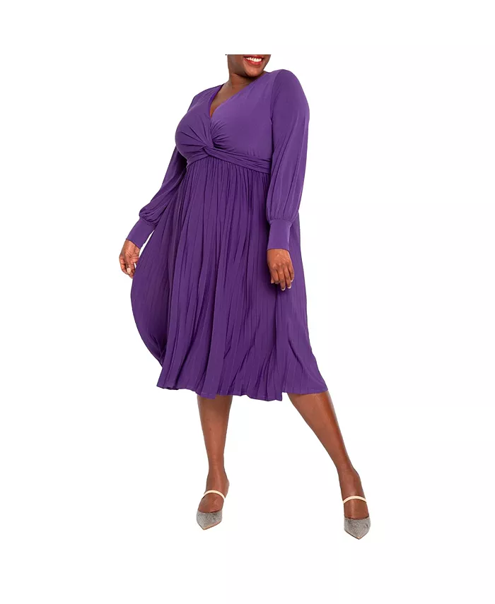 

Женское платье-юбка с узлом спереди и плиссировкой Eloquii, фиолетовый