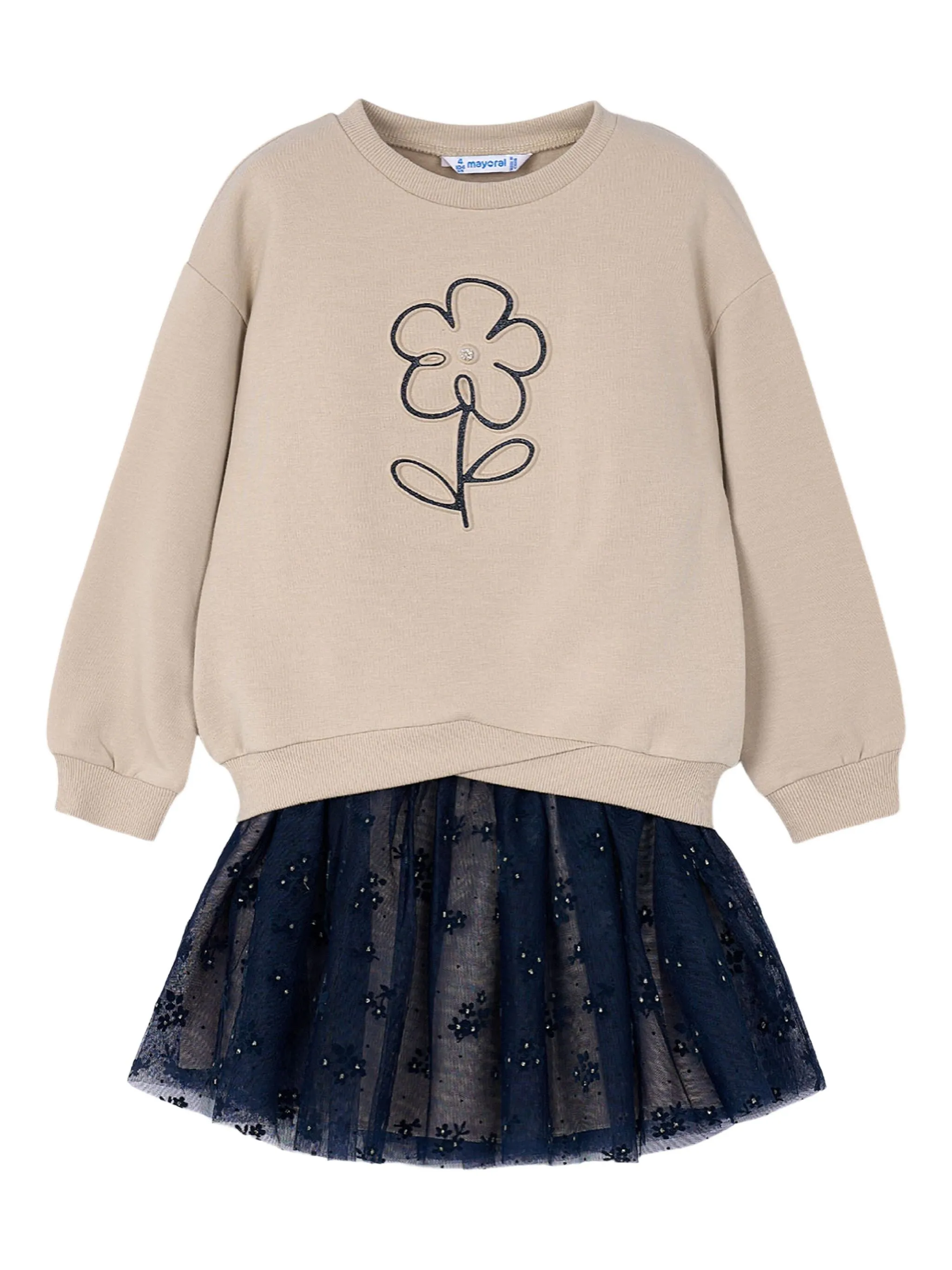 

Комплект из топа и юбки из тюля Mayoral, нейтральный