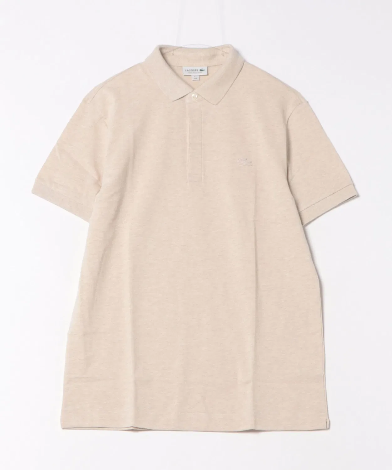 Поло Lacoste из пике с хлопком и эластаном, бежевое