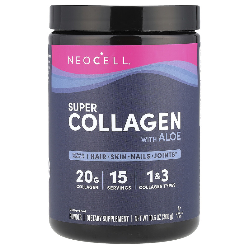 

NeoCell, Суперколлаген с алоэ, без добавок, 300 г (10,6 унции)