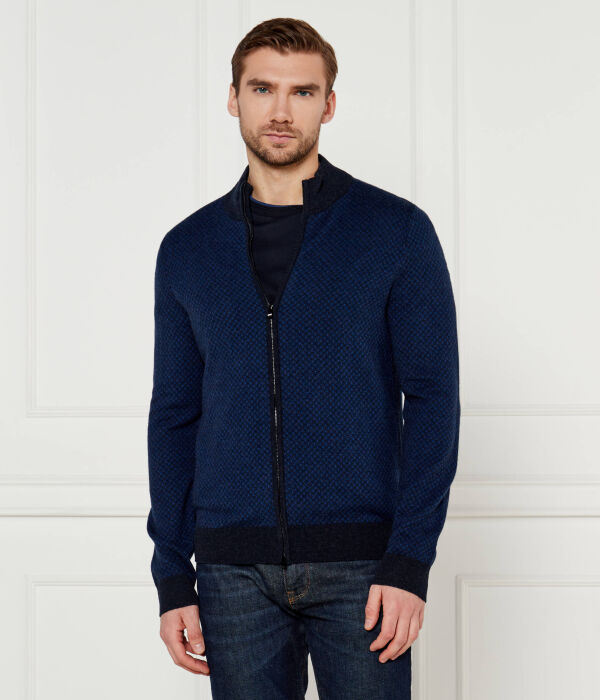 

Шерстяной кардиган h-elthorn Regular fit Boss, синий