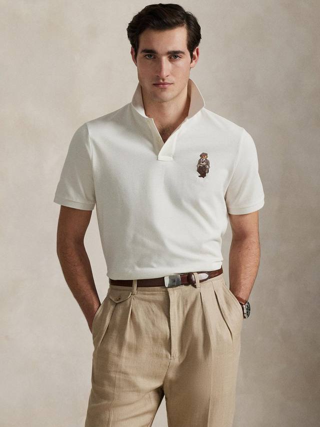 

Хлопковая поло с принтом медведя Custom Slim Fit Ralph Lauren