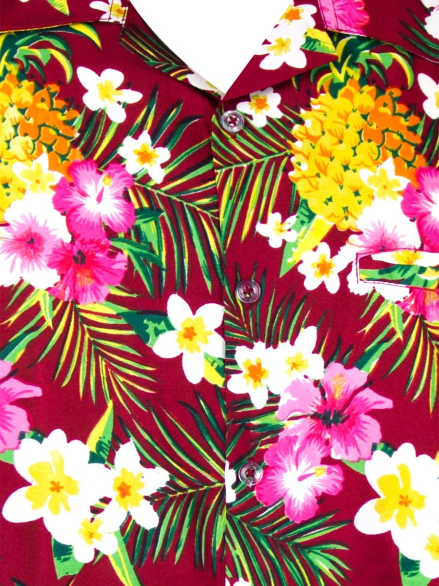 Рубашка на пуговицах классического кроя King Kameha Pineapple Flowers, красный — фото 3