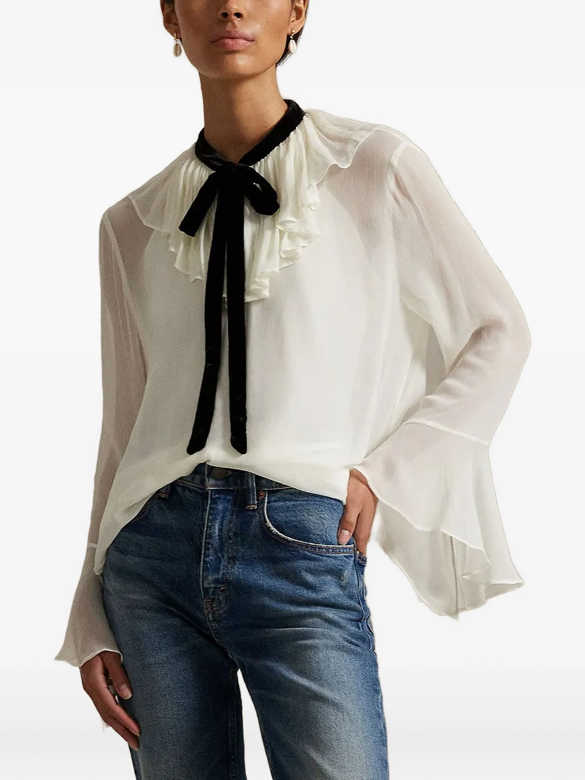 

Блузка с оборками Polo Ralph Lauren, белый