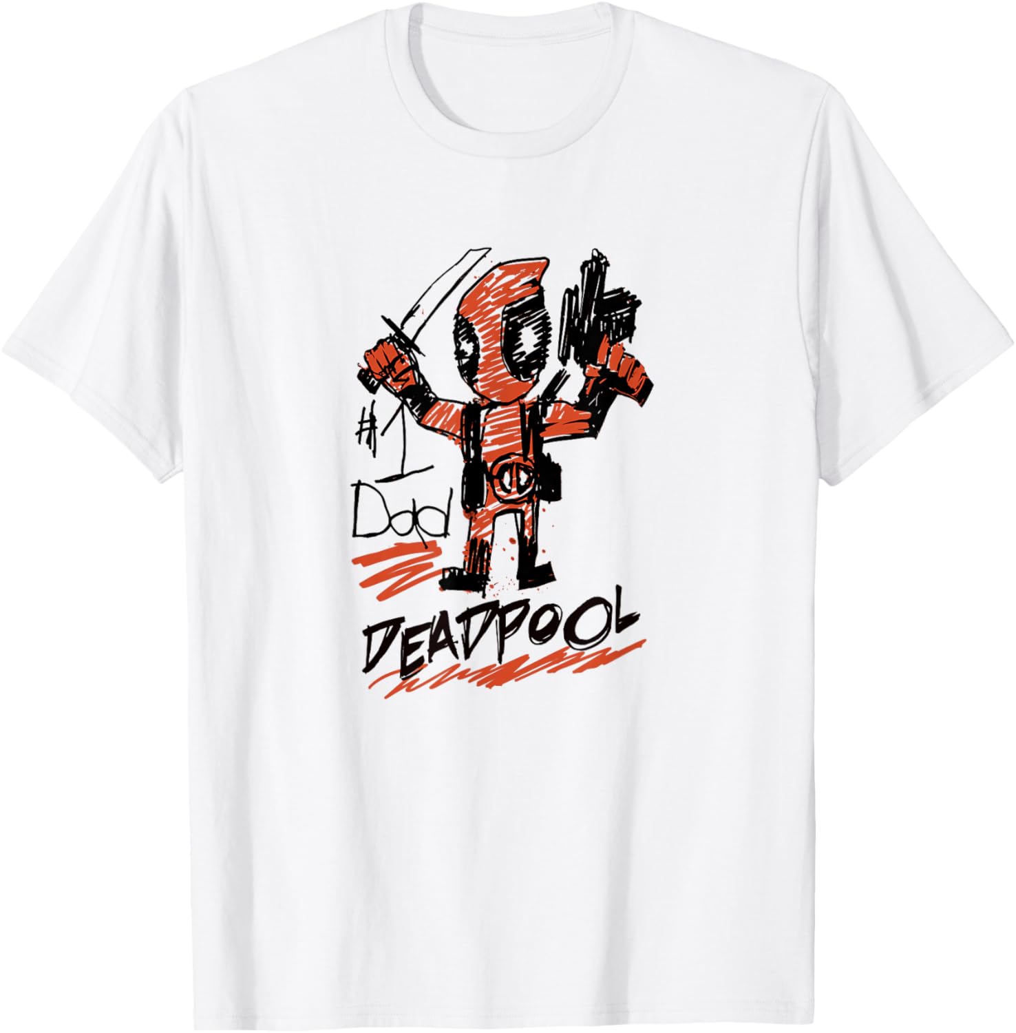 

Футболка Marvel Deadpool #1 Dad Deadpool Sketch Father's Day, белая