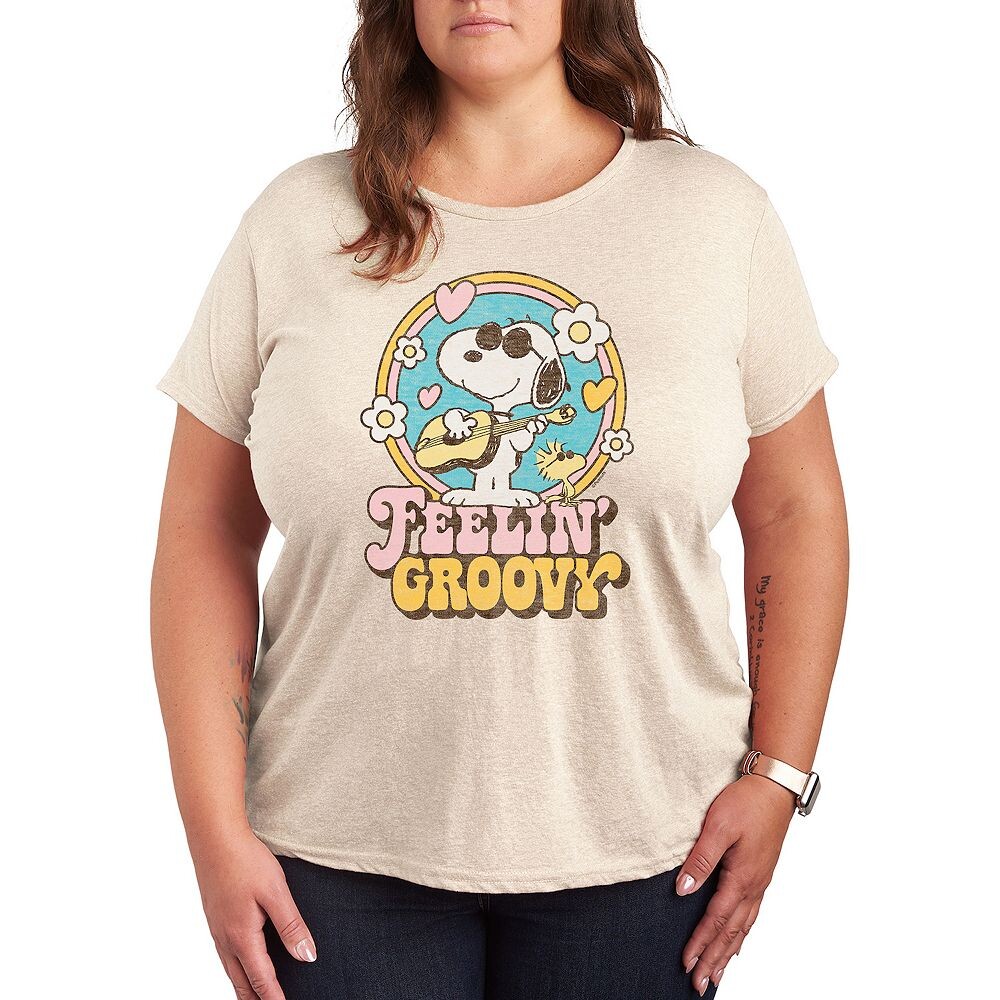 

Футболка с рисунком Plus Peanuts Snoopy Feelin' Groovy Licensed Character, бежевый