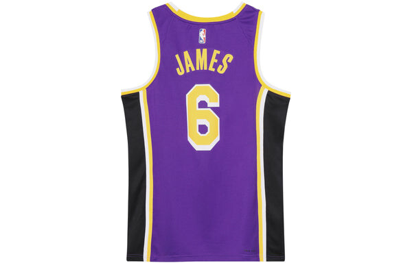 Майка Men's Nike NBA Quick Dry Sports Basketball SW Fan Edition Version Los Angeles Lakers Lebron James No. 6 Purple Jersey, фиолетовый — фото 2