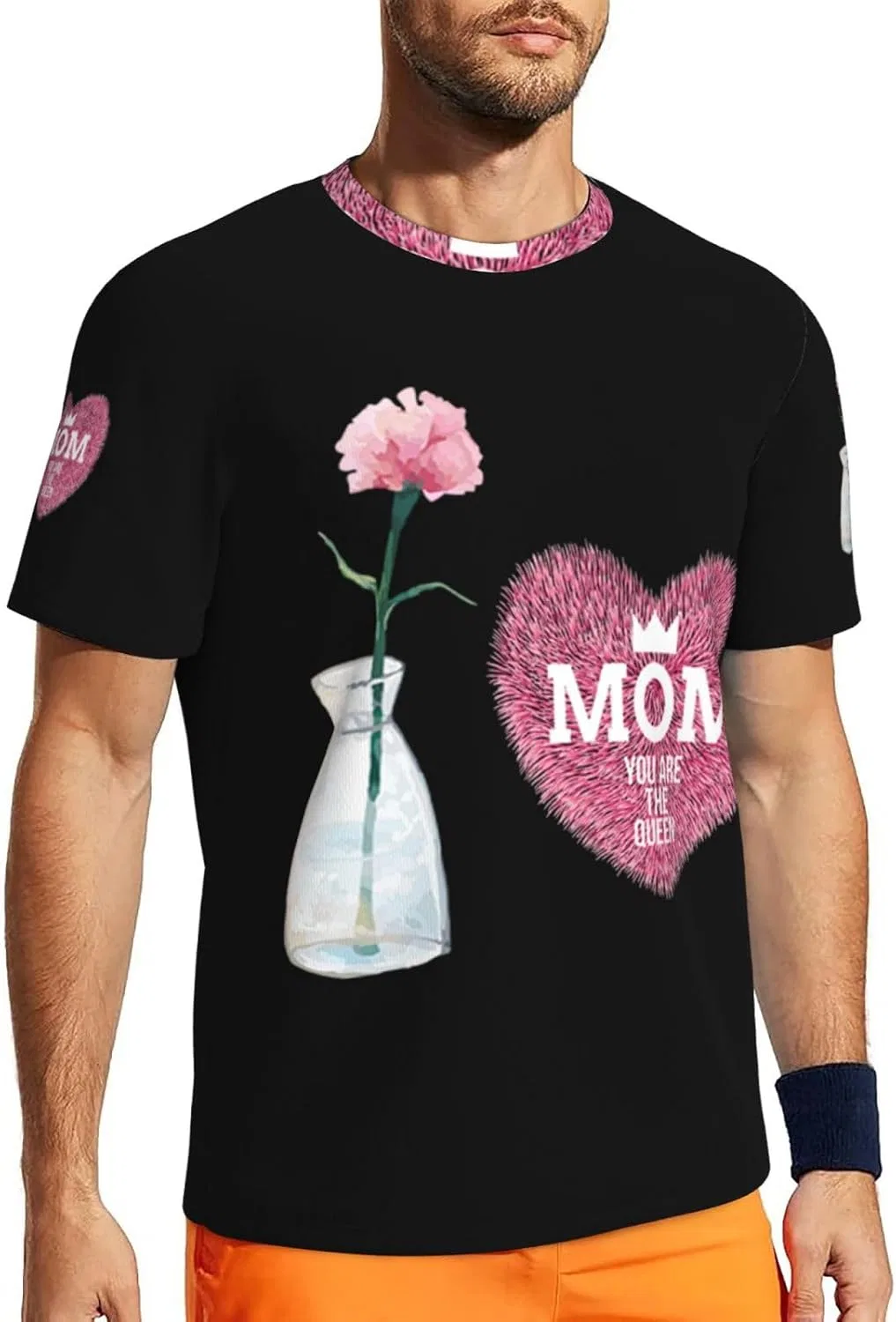 Мужская футболка с коротким рукавом, сетчатая, Quick-Dry, Happy Mother's Day Mom You Are the Queen2 — фото 3
