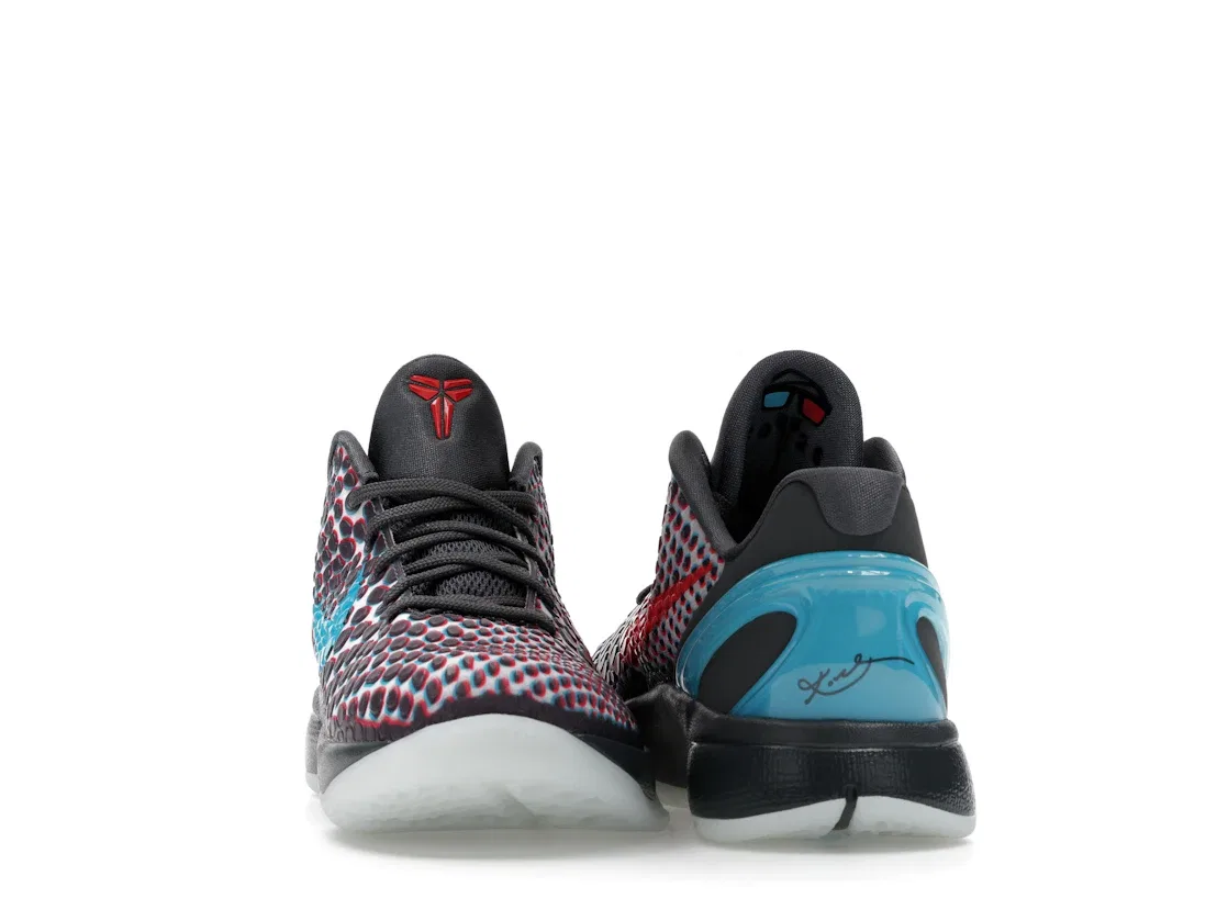 Детские кроссовки для мальчиков с контрастными акцентами Nike Kobe 6, Dark Grey/Chlorine Blue/Daring Red — фото 4