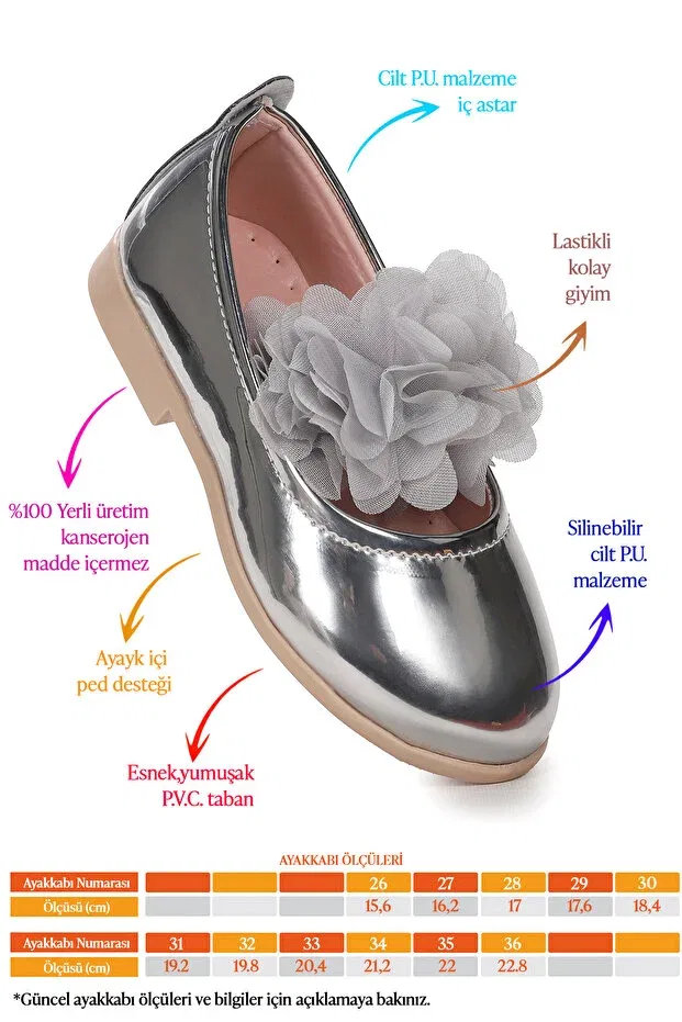 Детские балетки для девочек из искусственной кожи Flovers Kiko Kids, Silver — фото 2