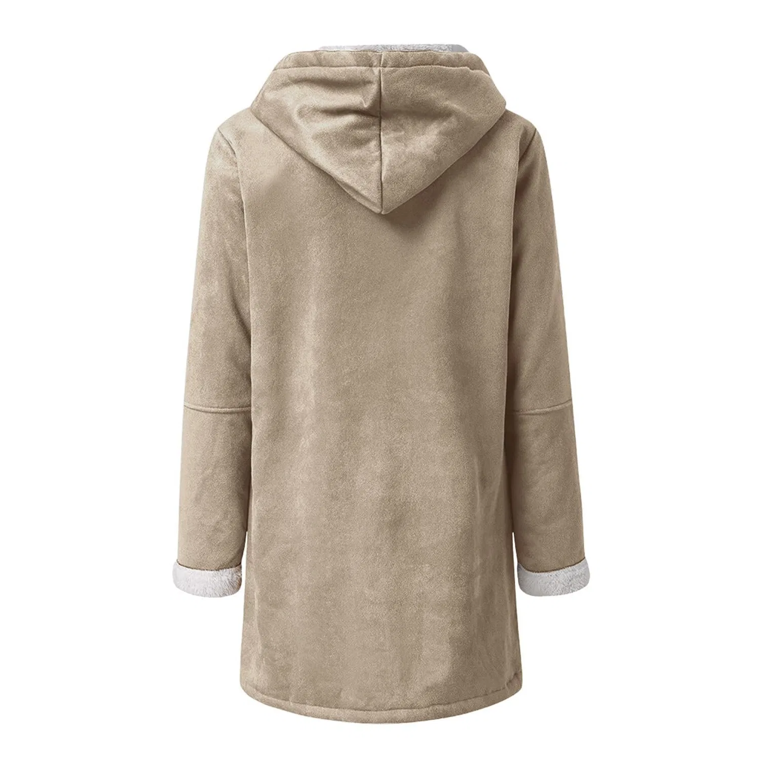 Женское зимнее пальто с капюшоном, свободного кроя, Pea Coat, cachi — фото 4