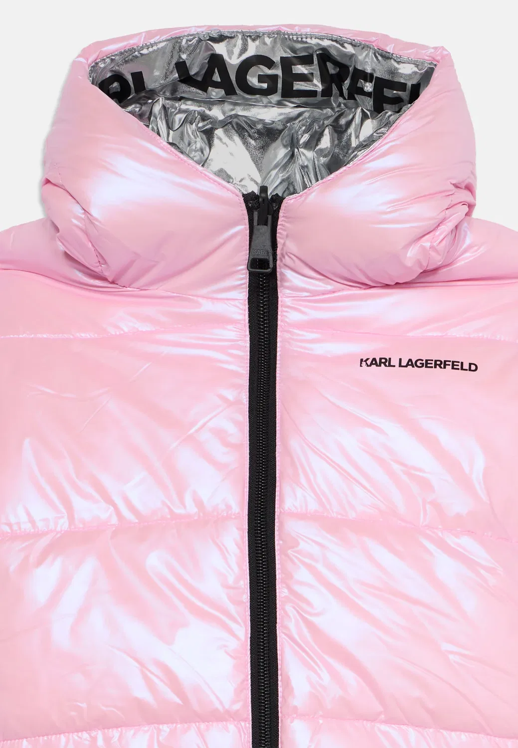 Двусторонняя пуховая куртка - зимняя куртка Karl Lagerfeld Kids, Pink Grey — фото 4