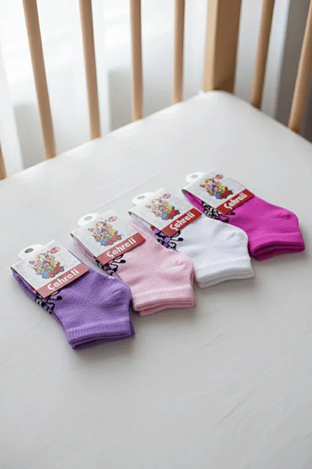 Детские носки для девочек с принтом Basics Çehreli, Purple & White Pink & Dark Pink