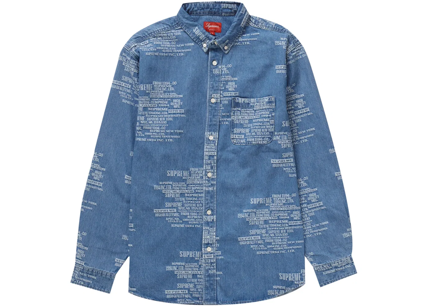 Мужская джинсовая рубашка из жаккарда Supreme Shirt, Washed Blue