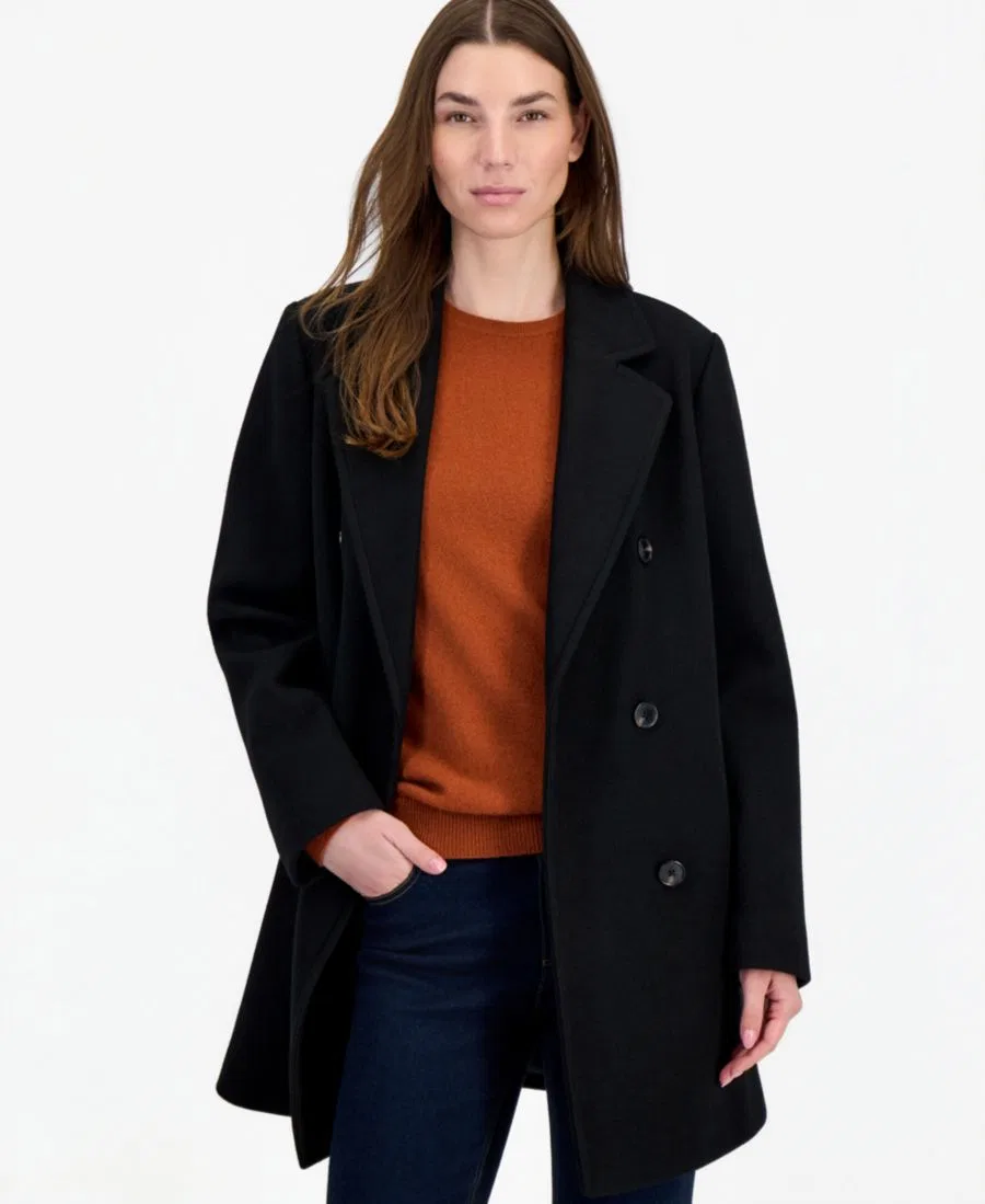 Пальто-даблбрест с лацканами Calvin Klein, Black