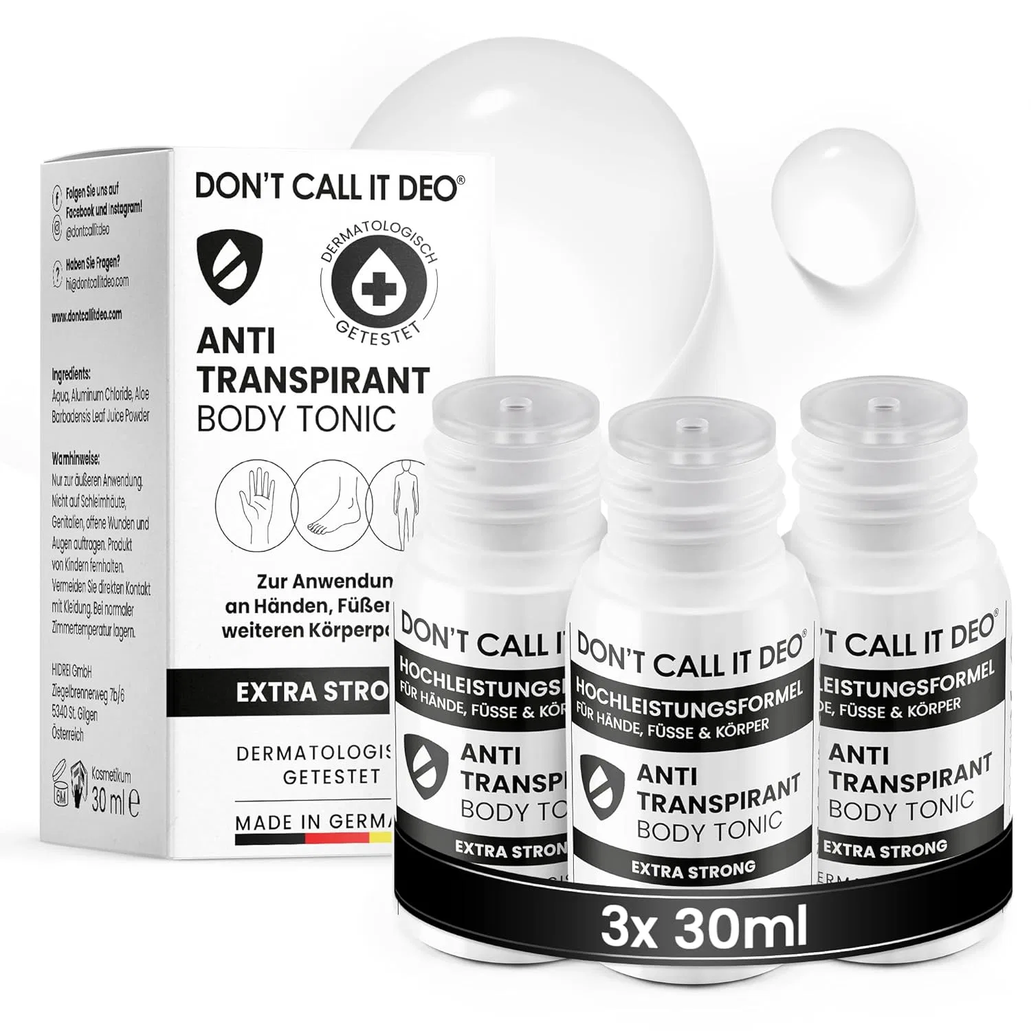 Антиперспирант Body Tonic DON'T CALL IT DEO, 3 шт. по 30 мл, без запаха