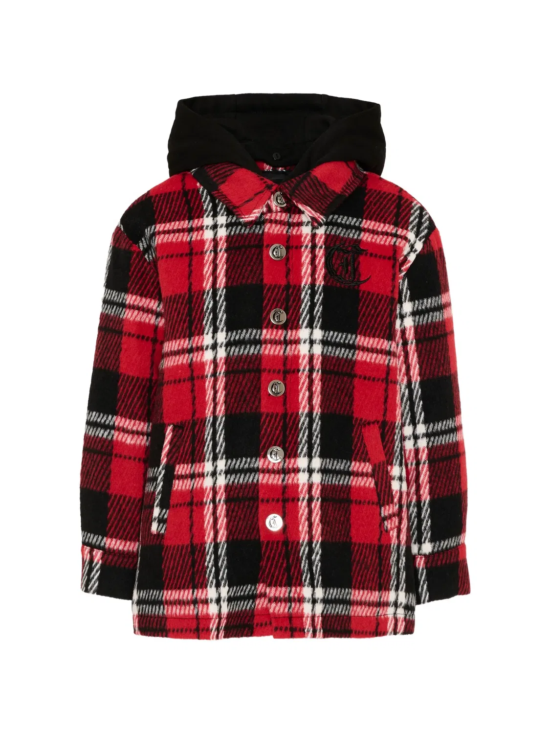 Пальто в клетку тартан с капюшоном Just Cavalli Kids, красный