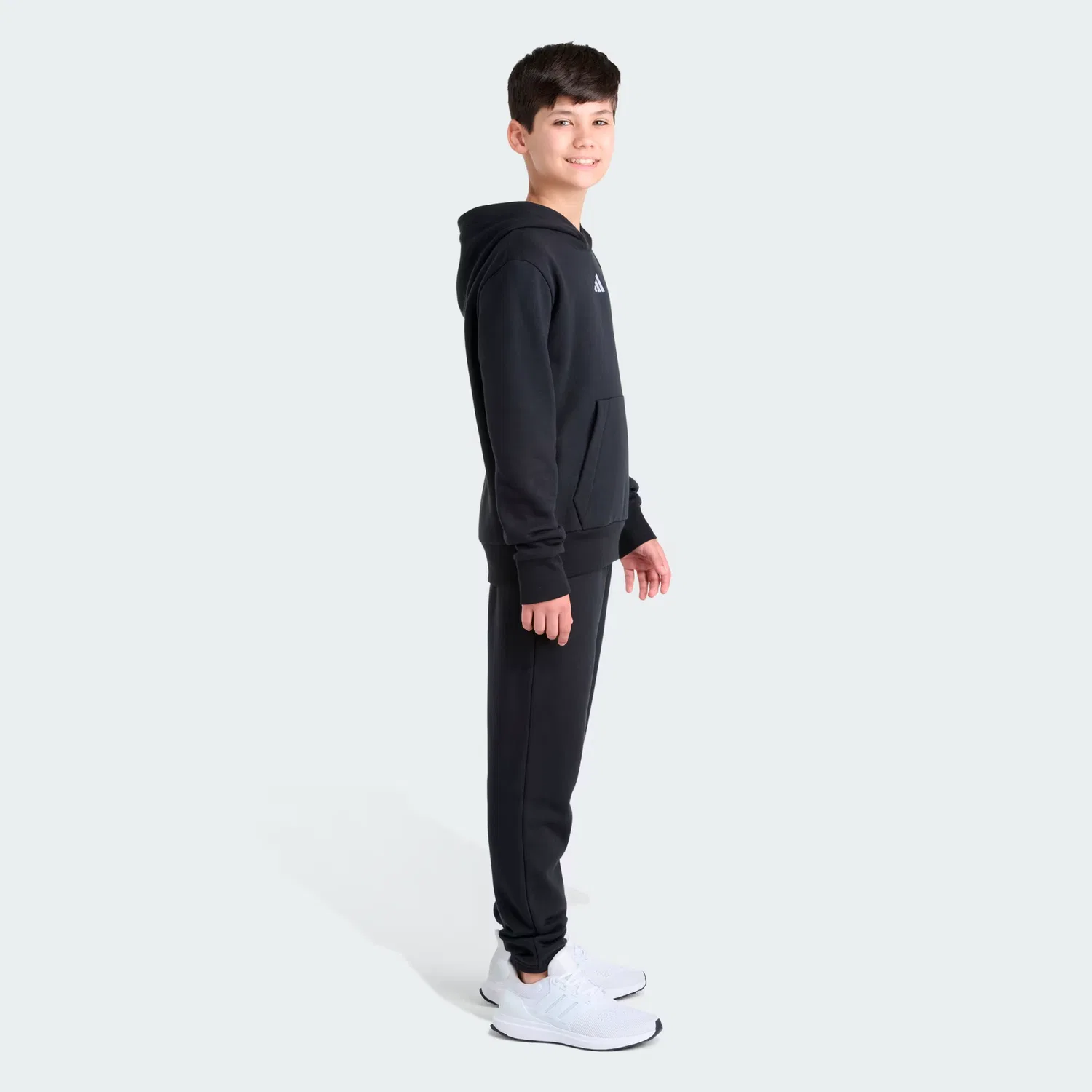 Детский спортивный комплект из флиса: худи и джоггеры Adidas Sportswear, черный