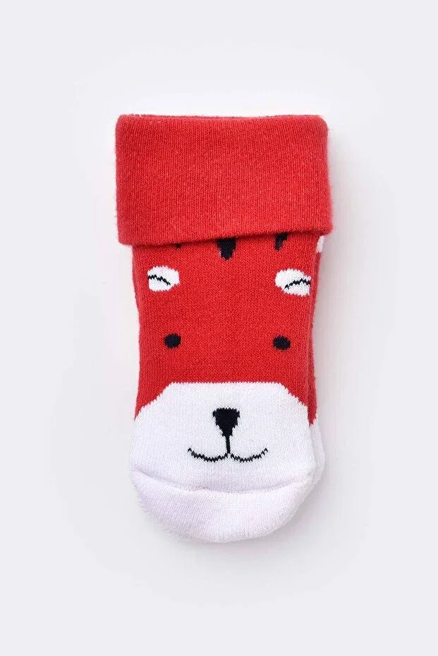 Детские носки-полотенце с принтом Baby Towel Socks Red Biorganic, Red — фото 2