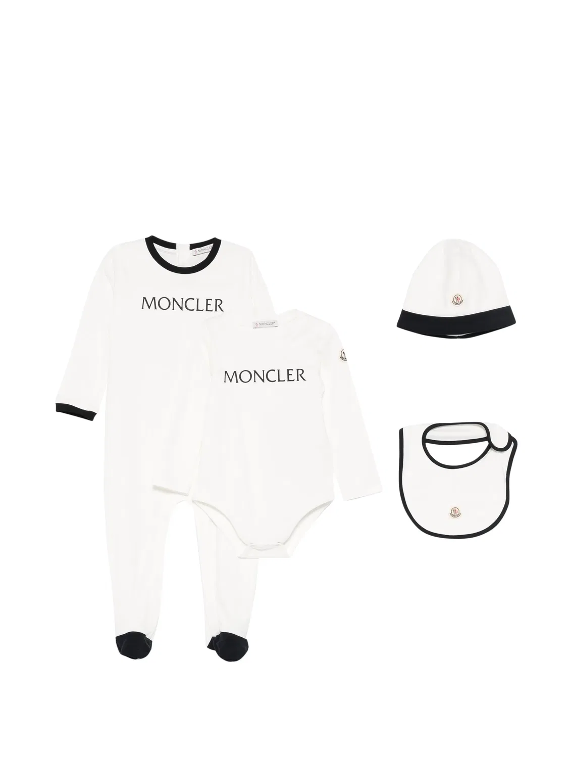 Набор с комбинезоном с логотипом (набор из четырех) Moncler, белый